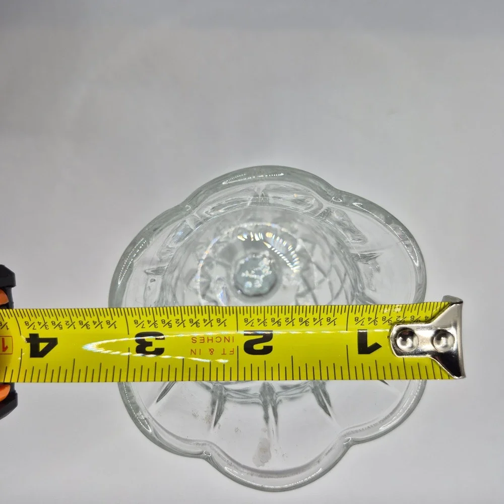 Home Interiors Glass Votive Candle‎ Holders Set 2 Clear Diamond Cut Tulip USA